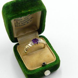 Vintage signed Klein 10k gold & heart shaped ameth